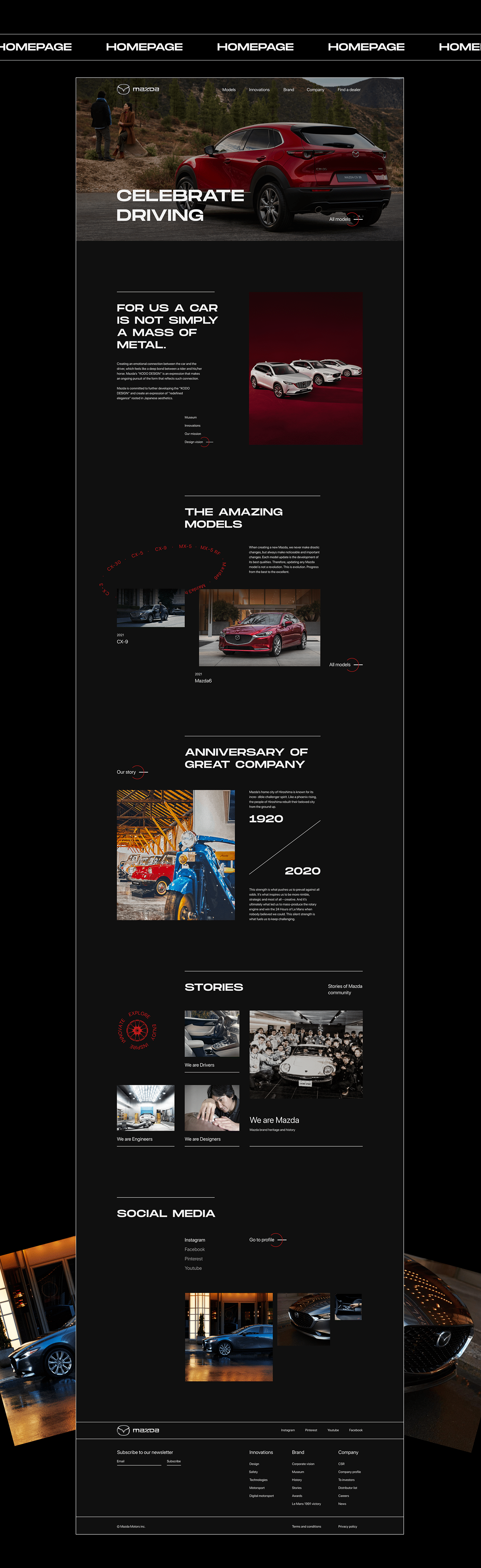 automotive   car concept corporate website design mazda Minimalism ux/ui