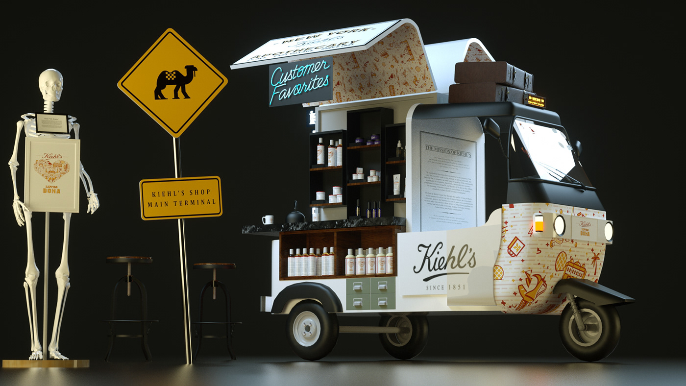Stand arhcitecture Retail Truck brand Cosmetic c4d