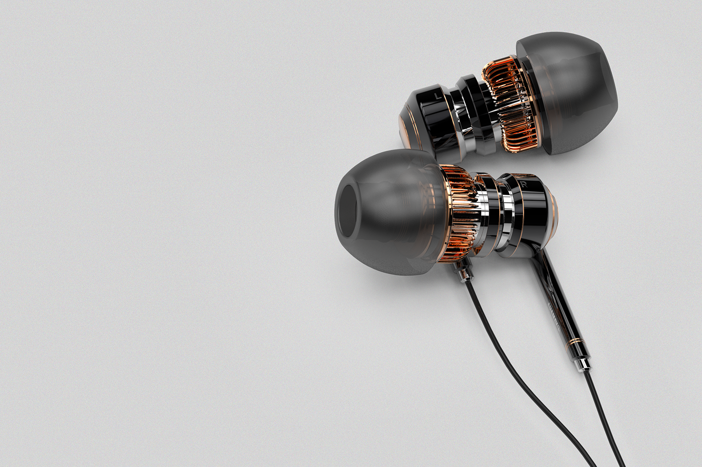 productdesign design earphones yamaha concept Turbine Jet engine product Render keyshot Rhino 3D 3dmodel copper