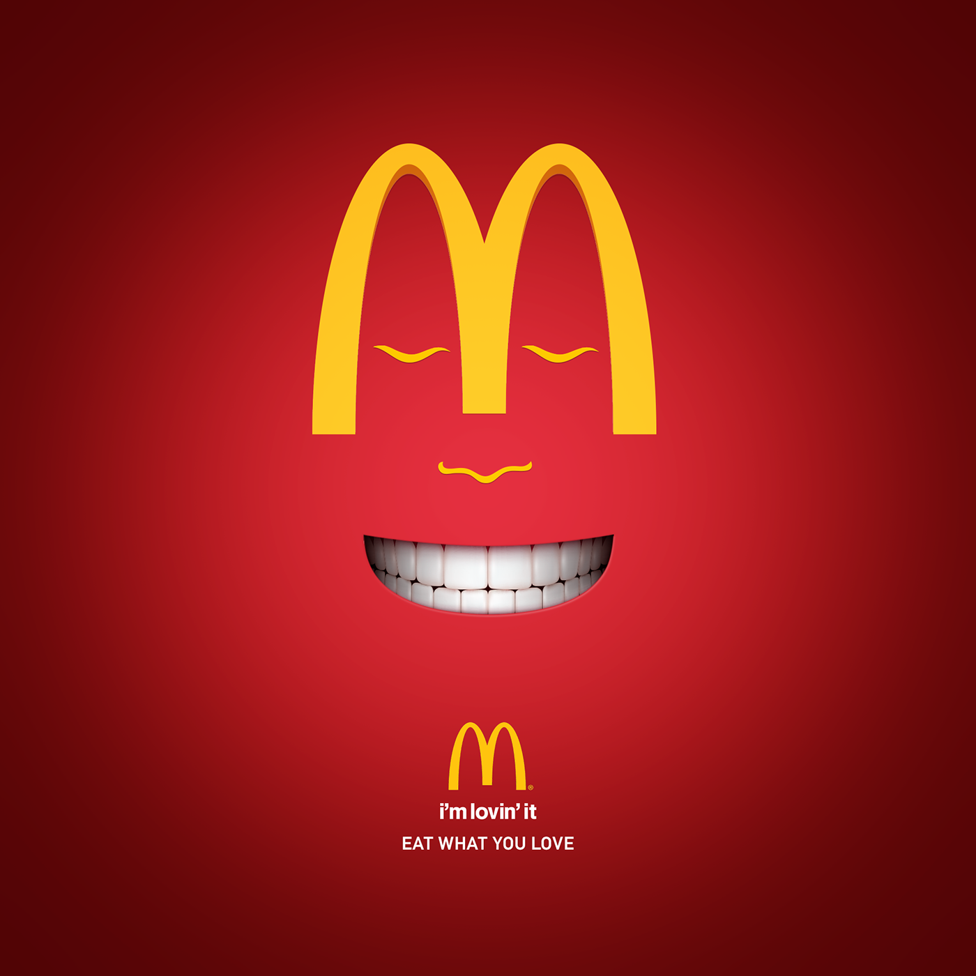 McDonalds creative ads ads face eat mcdonalds creative ad Packaging red burger packaging i'm lovin it