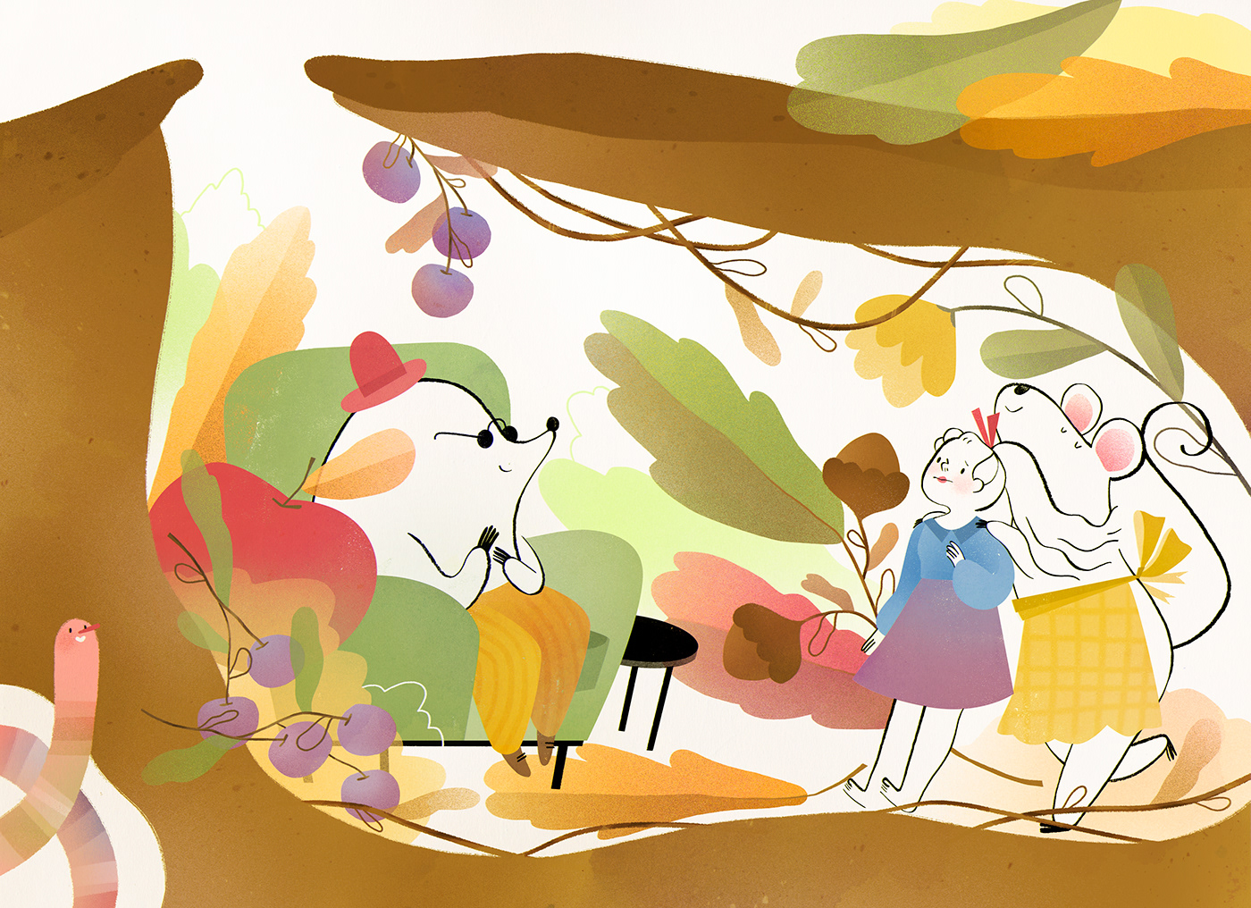 Hans Christian Andersen fairytale Thumbelina Tiny bird wood Flowers
