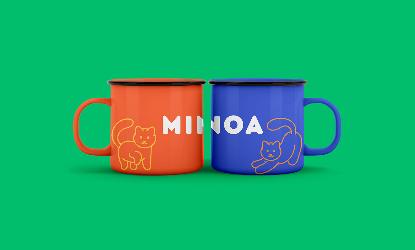 book branding  Cat graphic design  Icon logo cafe Coffee animation  Minoa