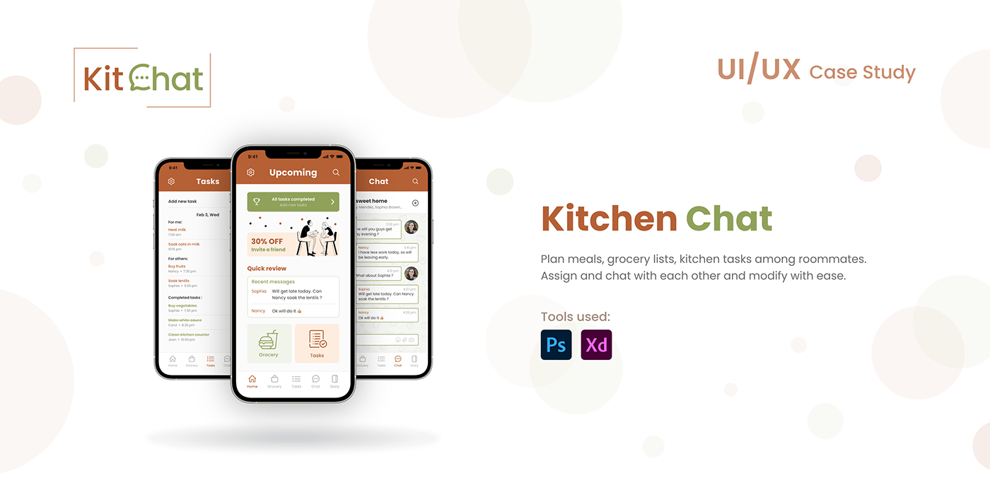 Cover image of UI/UX Case study of KitChat app