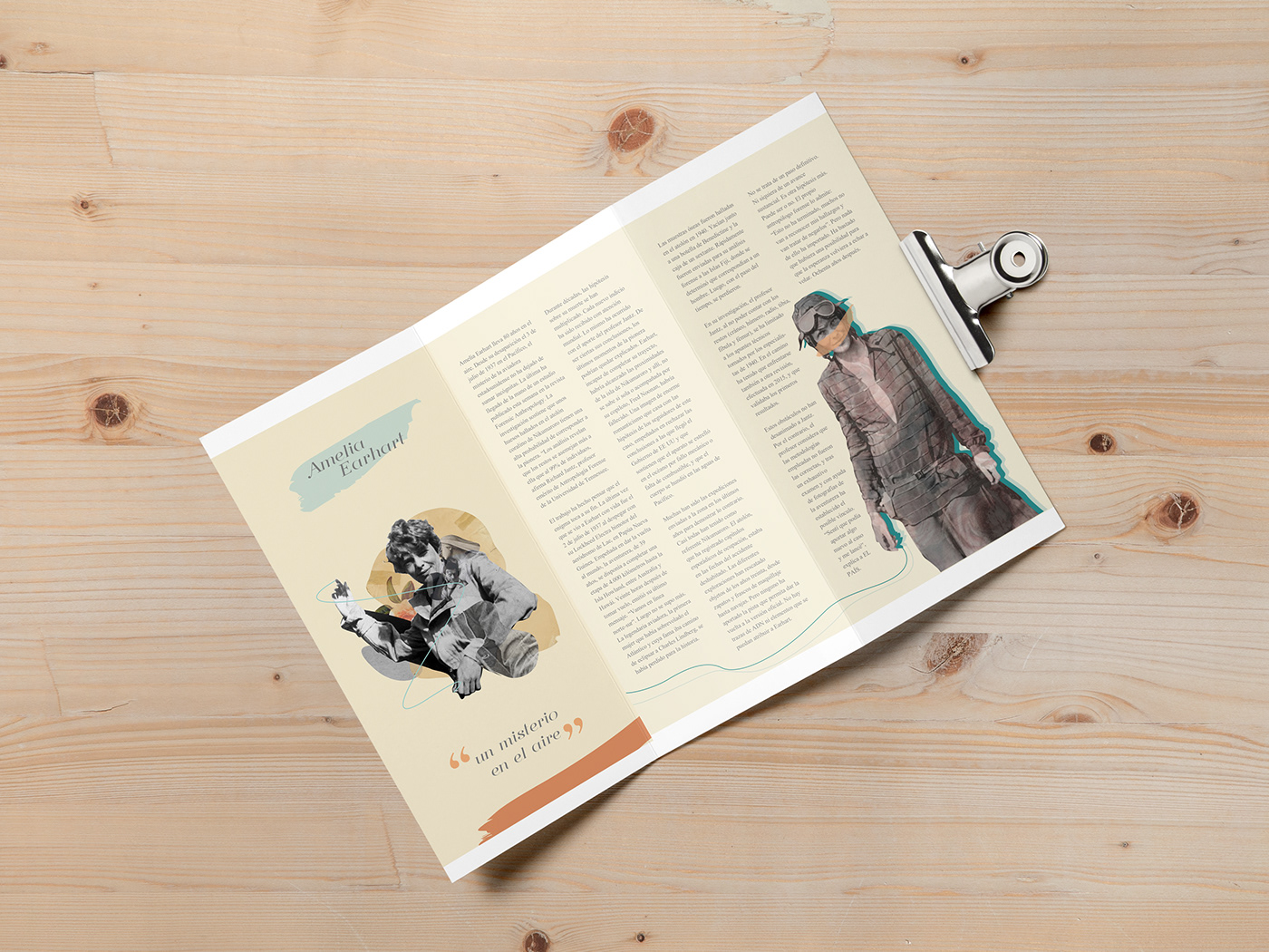 Diseño Ediorial folleto brochure editorial desing vintage Amelia Earhart