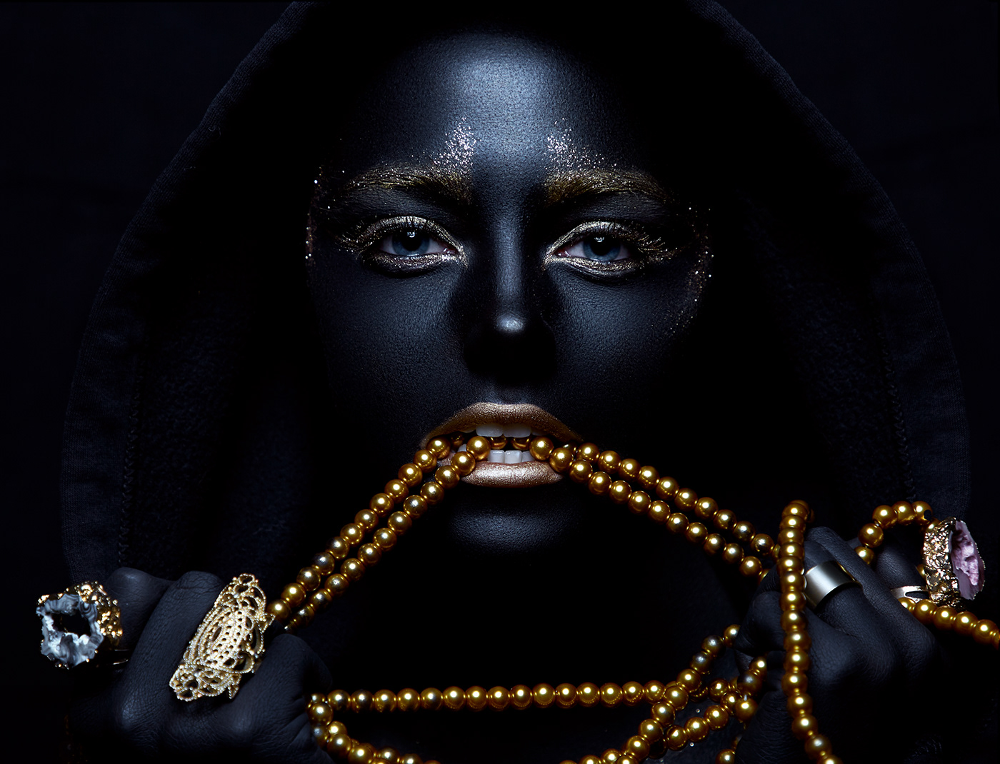 gold beauty Beautiful black art jewelry makeup portrait studi light