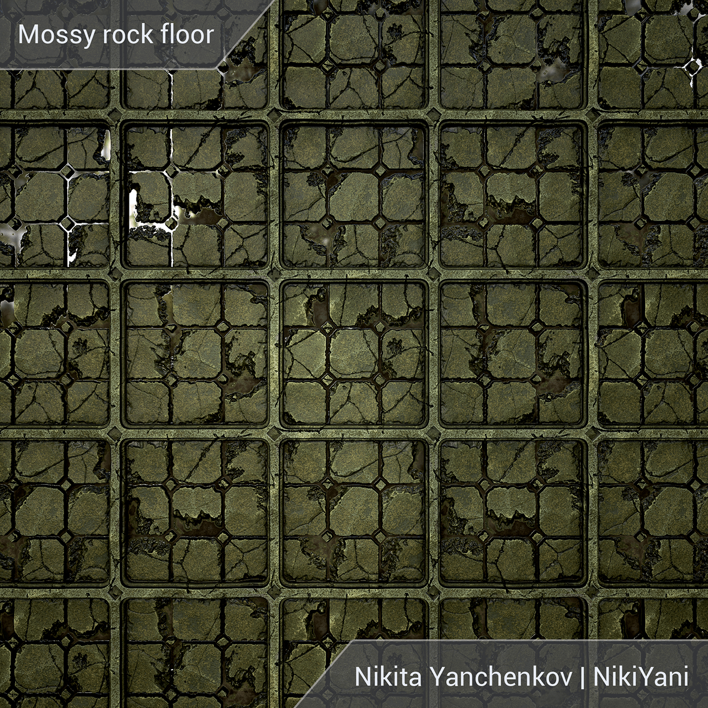 3D CG FLOOR Game Art material mossy nikiyani rock substance designer  texture