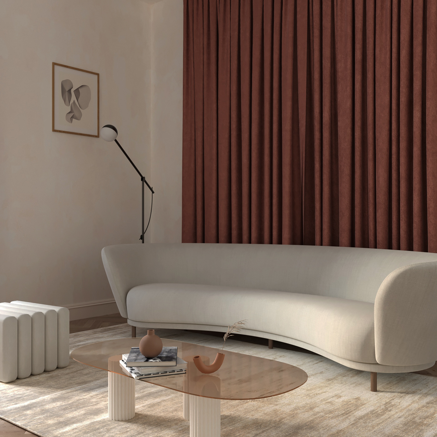 Interior interiordesign livingroom kitchen apartment beige Interior