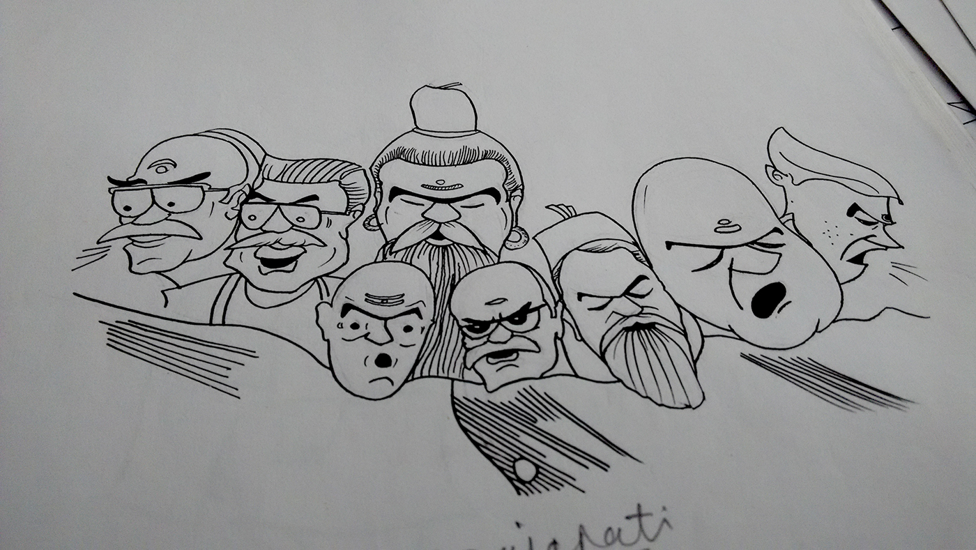 sketchbook cartoon portrait cartoon figure drawing black ink drawings Tachikawa Comic Pen