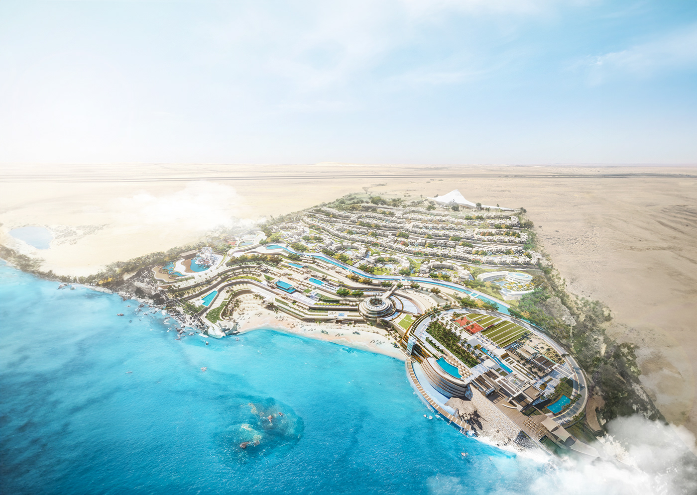 Landscape Urban architecture summer rendering seaview northcoast egypt aquapark beach