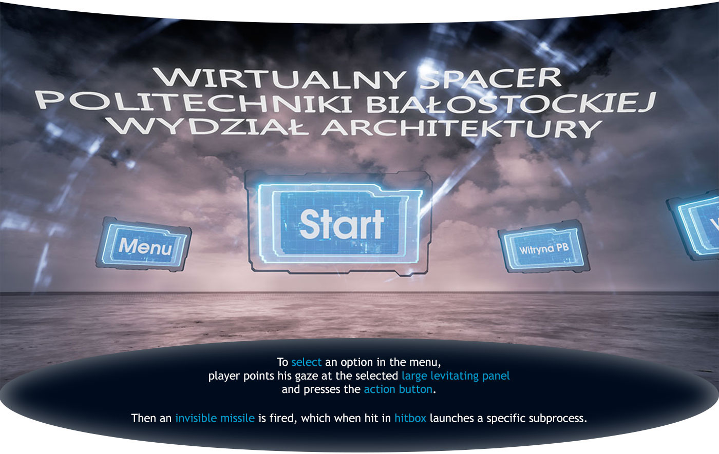 Oculus Unreal ux UI vr VspaceR Politechnika Białostocka polish game virtual GUI