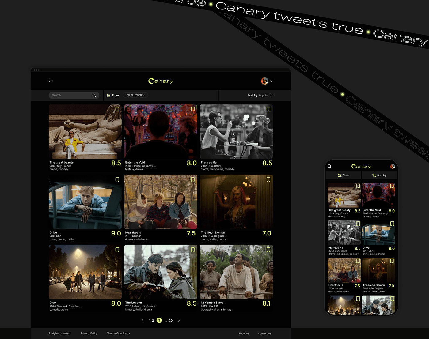 Cinema concept movie reviews UI/UX user experience user interface Webdesign Website Design
