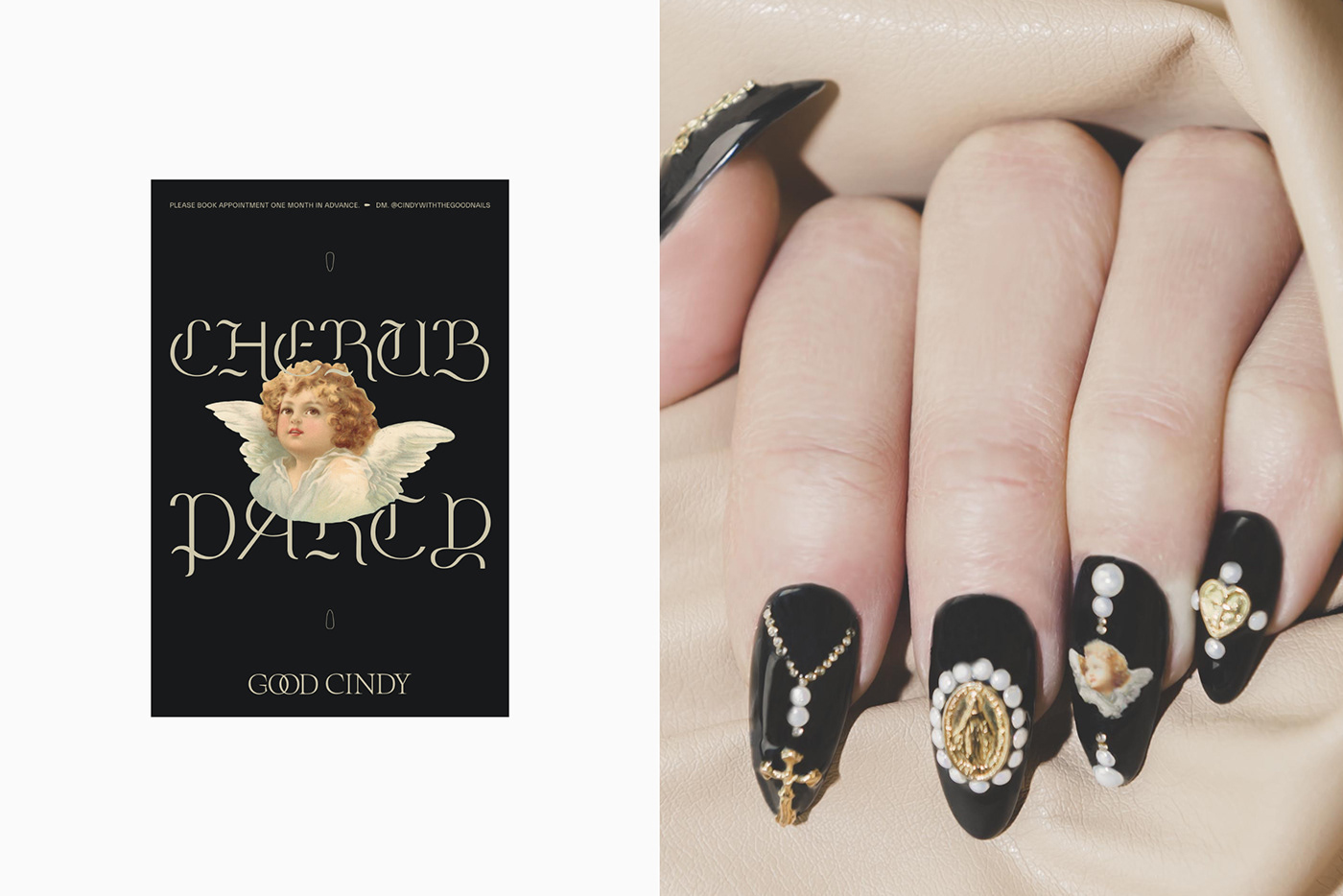 brand identity Beauty Products styling  typography   religious props nail art Packaging fashion editorial handpainted