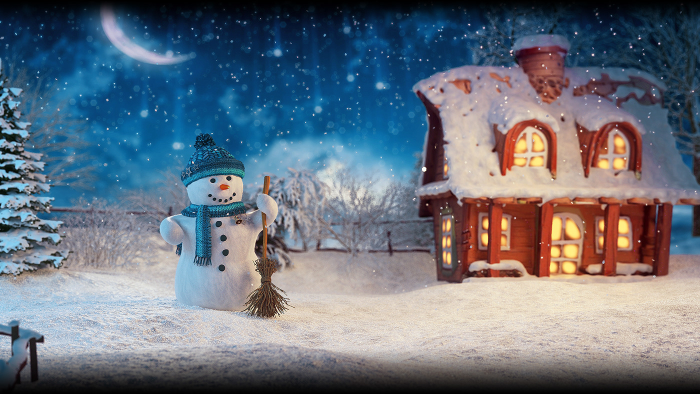 new year Christmas snowman clock Magic   ILLUSTRATION  motion graphic 3D mood celebration