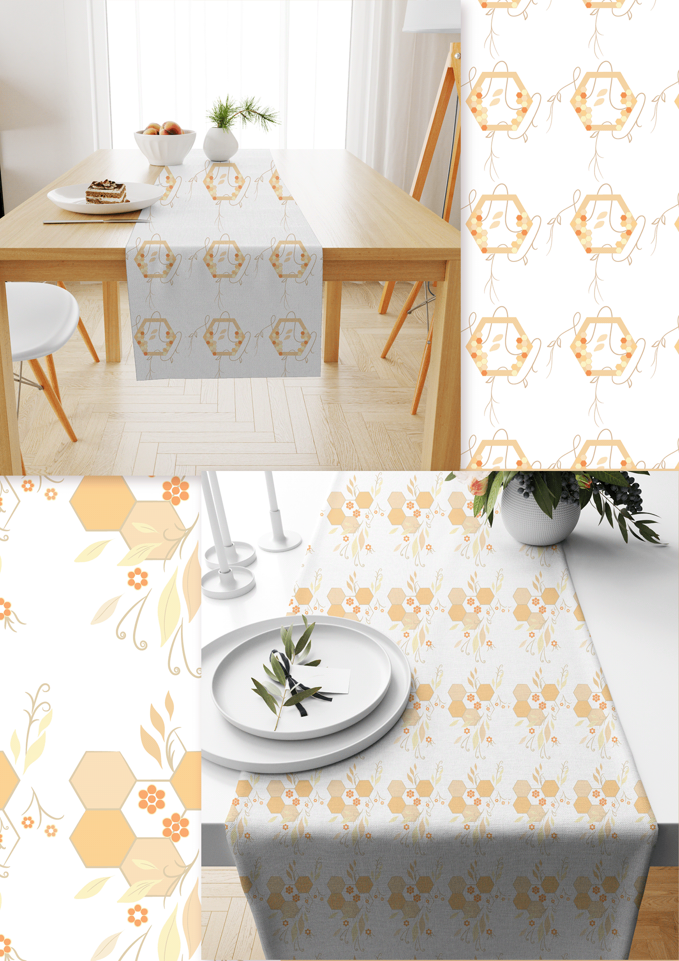 bee fabric ILLUSTRATION  kitchen design pattern print design  seamless pattern textile textile design  wall