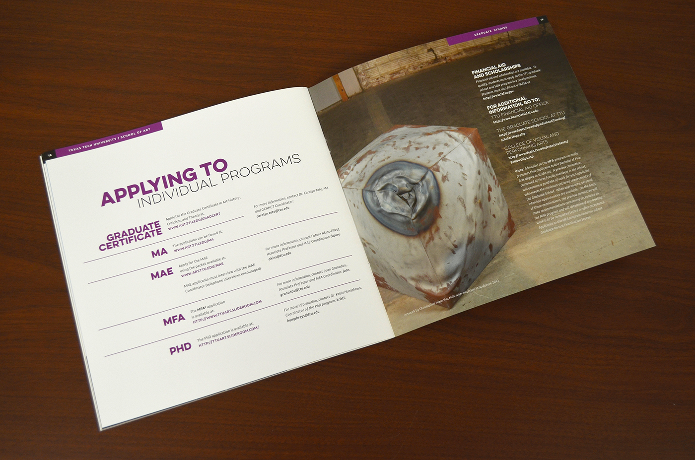 Texas Tech University brochure design art school Layout Design graduate school art college Booklet book pamphlet