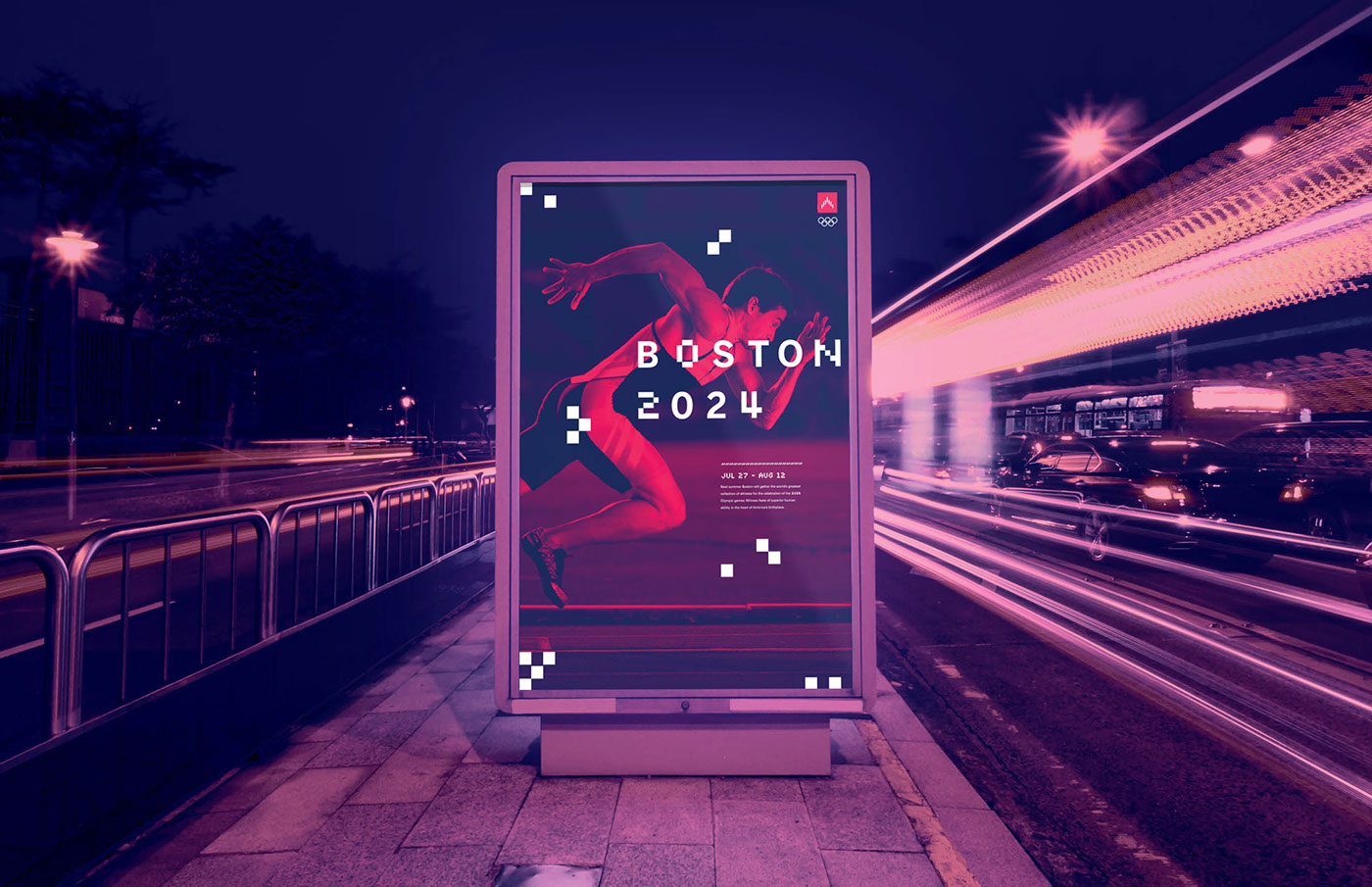 branding  graphic design  Olympics boston logo system brand Benton Sans pixel Event