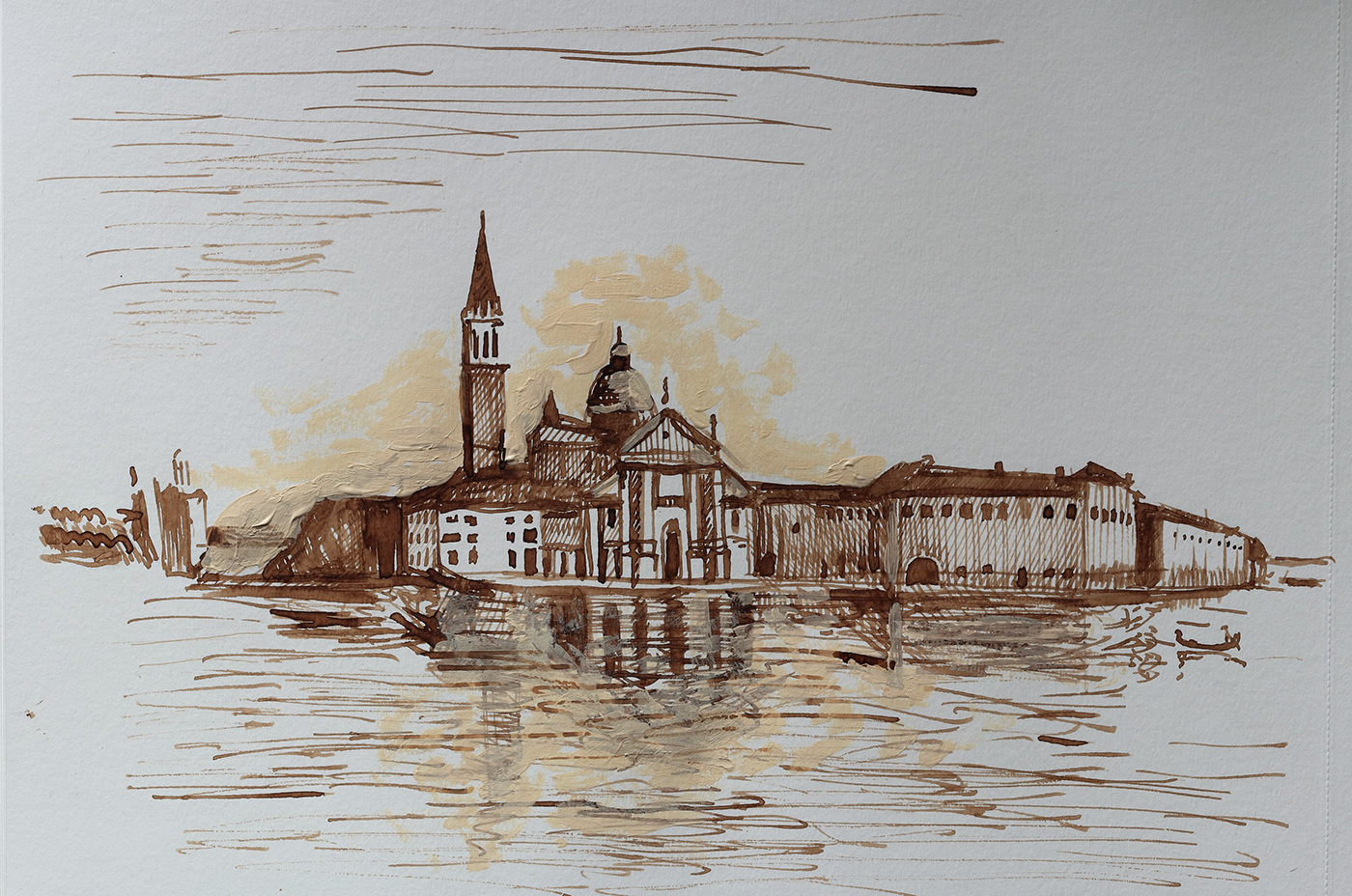 architecture artwork Drawing  hatching ink Italy Landscape Palladio sketch Travel