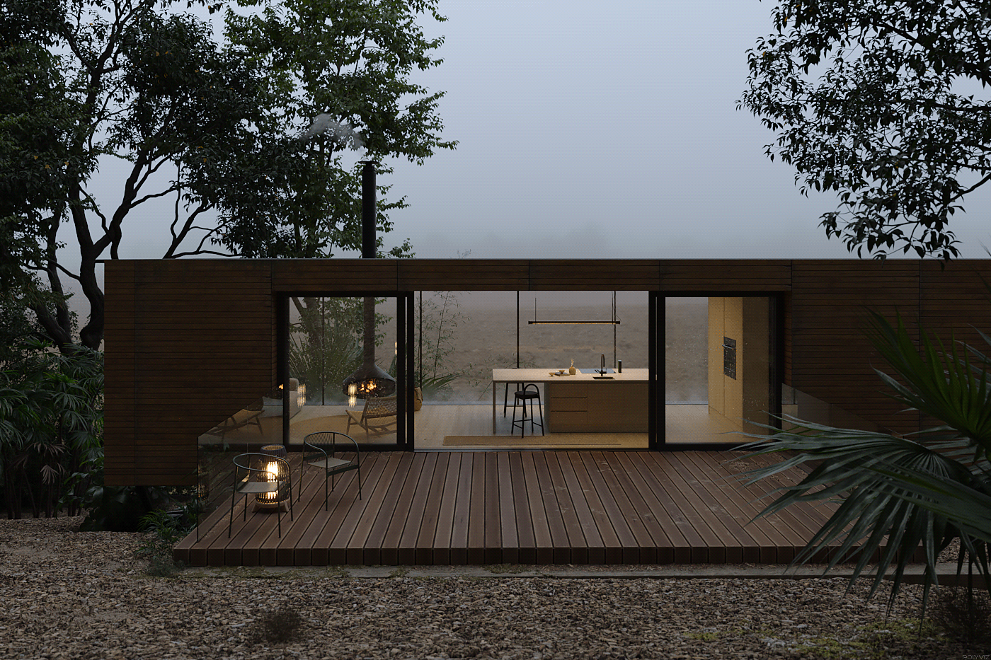 3d max corona render  lodge arquitectura interior design  visualization exterior modern polyviz