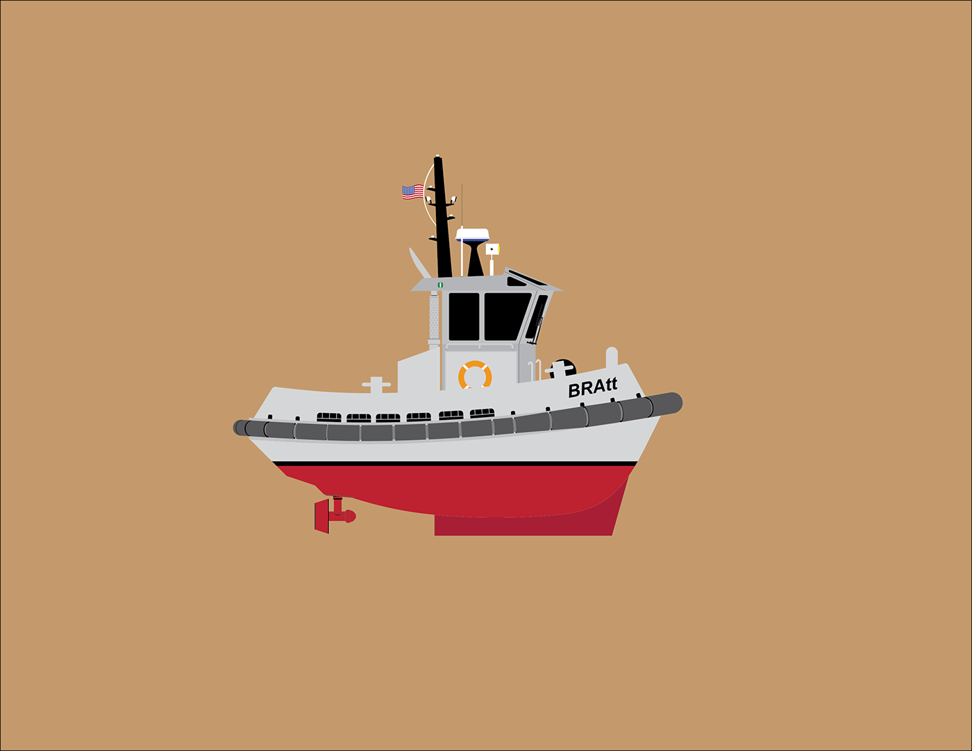 boat design ILLUSTRATION  Illustrator marine maritime rendering Tugboat