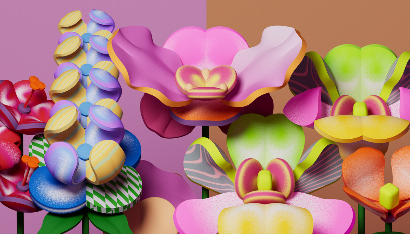 3D Digital Art  Drawing  floral Flowers modern nft spring summer visualization