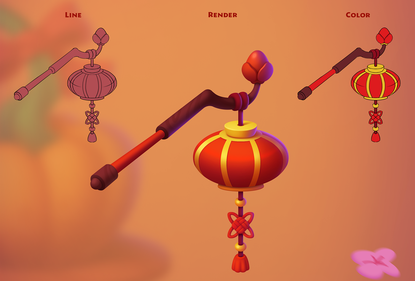 ayzhan_pocras_render casual art casual game chinese Chinese Character chinese new year game design  Lunar New Year Render spring festival