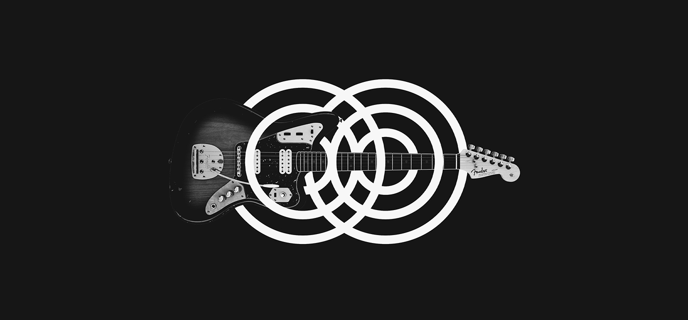 ginger rebranding logo motion music record guitar black White