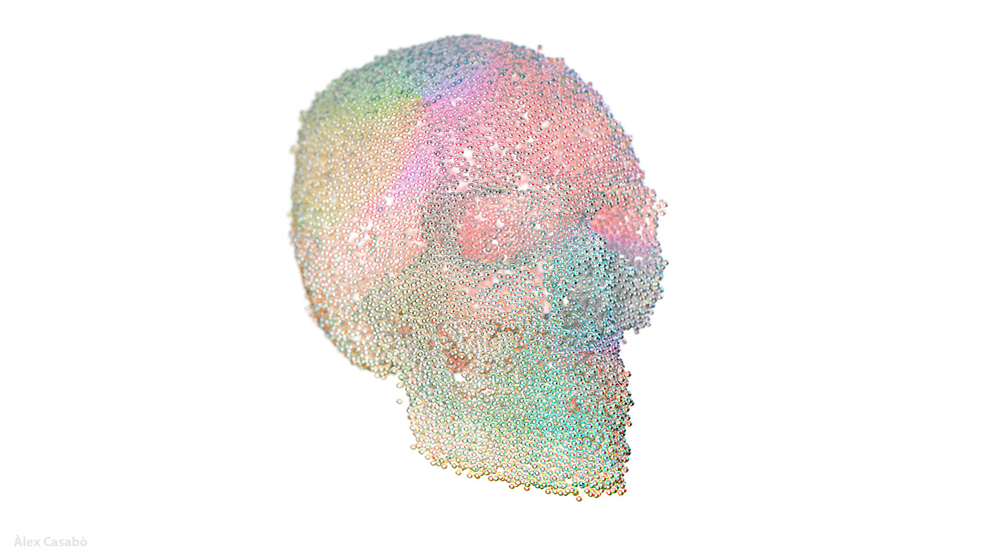 3d art abstract art bones calavera colorful skeleton skull spheres surreal
