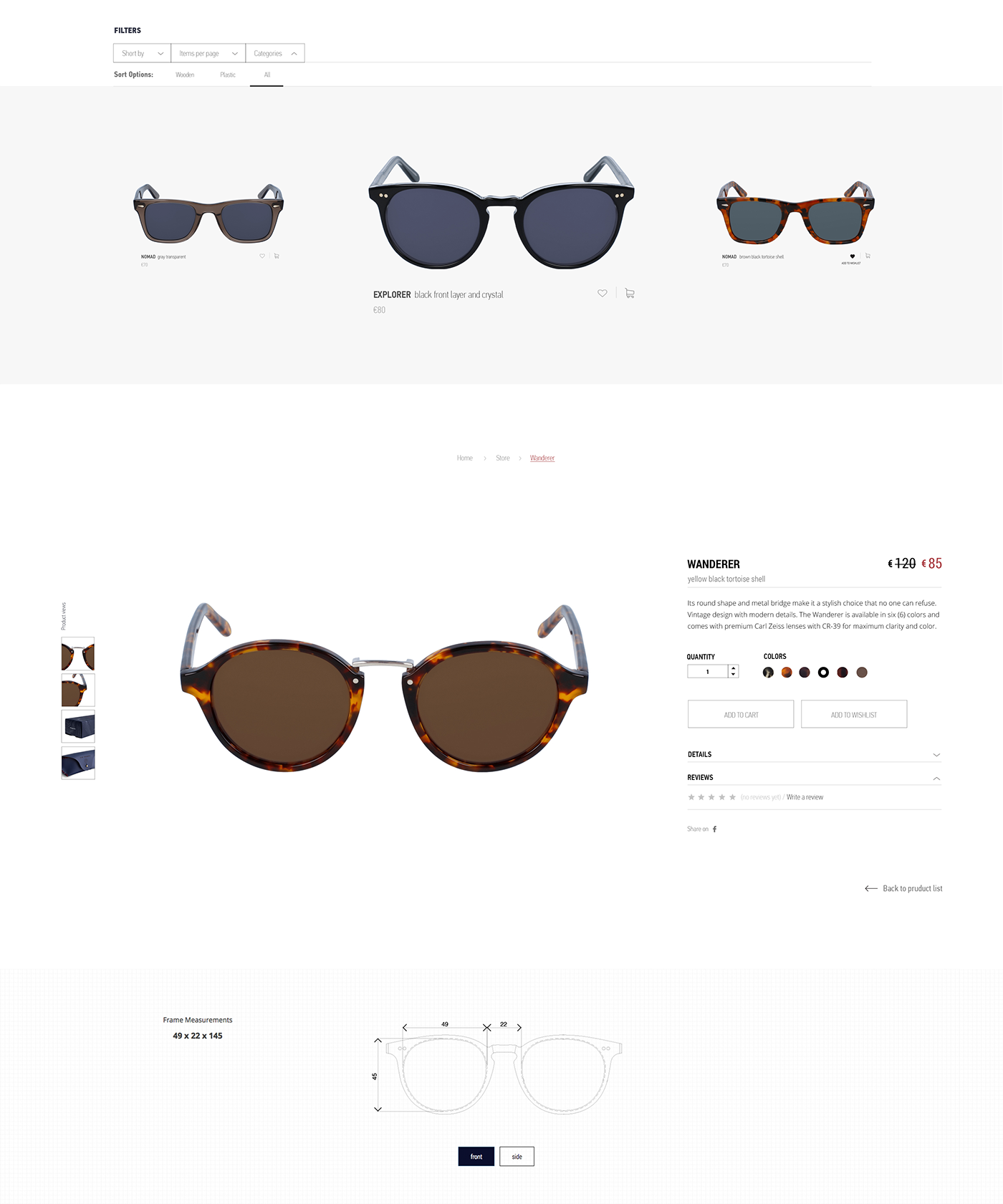interactive design Web Design  Website eyewear Web creative Ecommerce fullscreen store