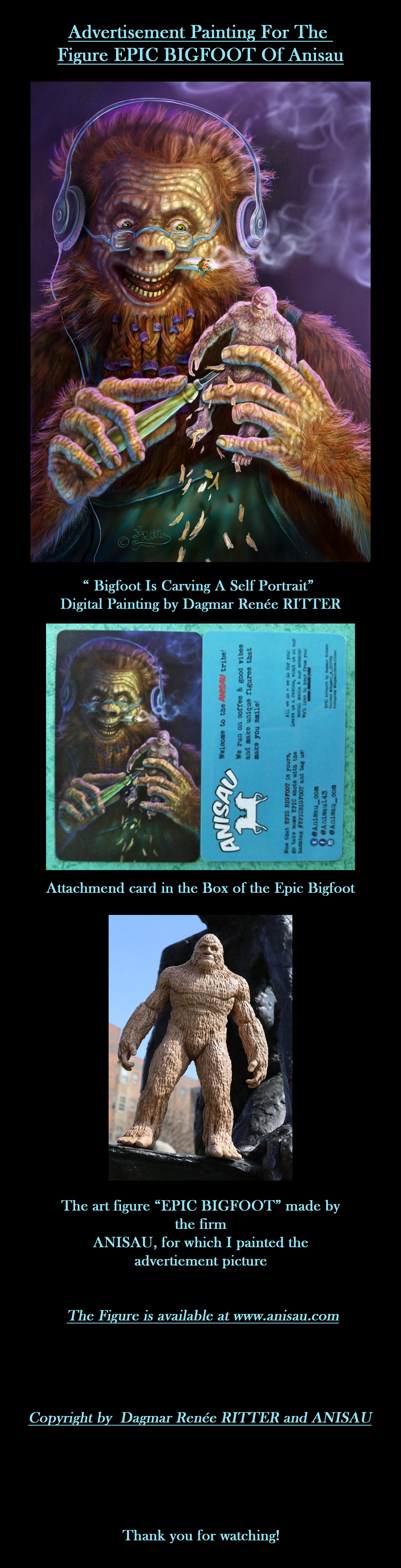 Bigfoot carving selfportrait advertisement ILLUSTRATION  CommissionWork epic beast civilisation funny