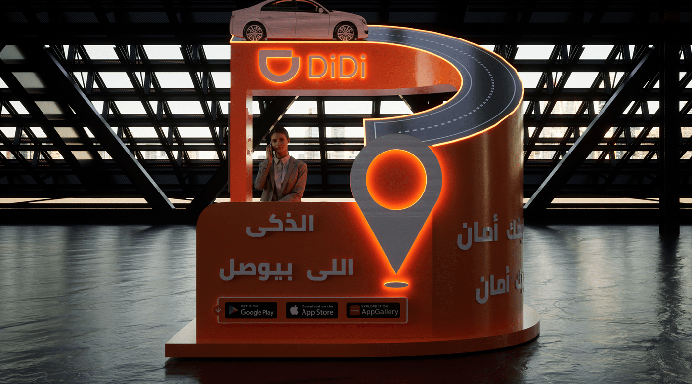 didi booth Stand 3D Render car