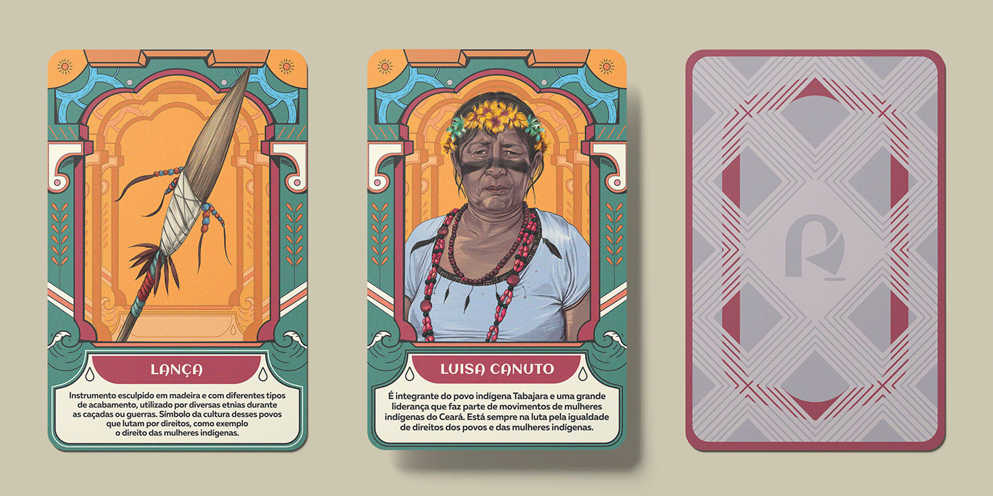 A imagem contem a representação da indigena Luiza Canuto  para jogo de cartas : Siará.