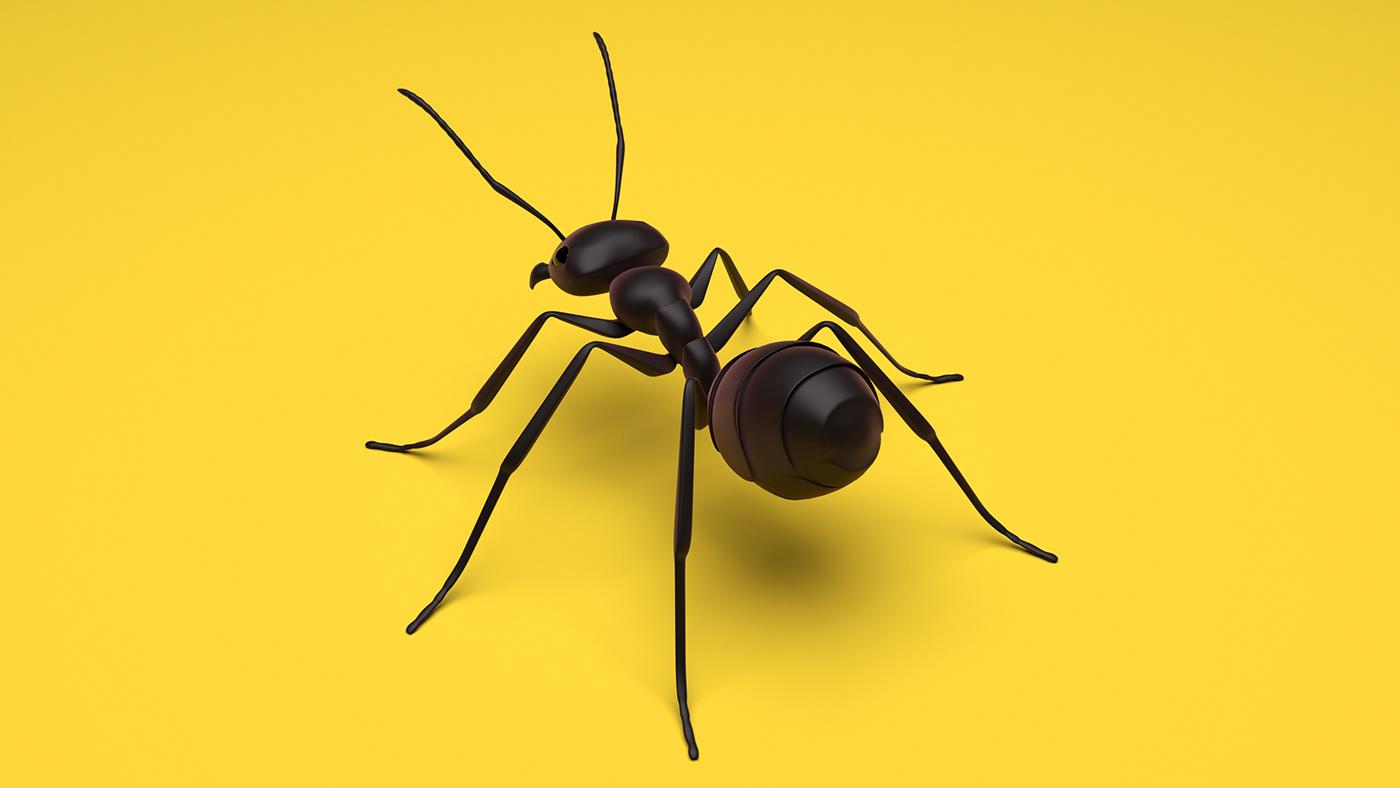 3D 3D illustration 3D model ant Ant life artwork Black Ant bug Game Art Low Poly
