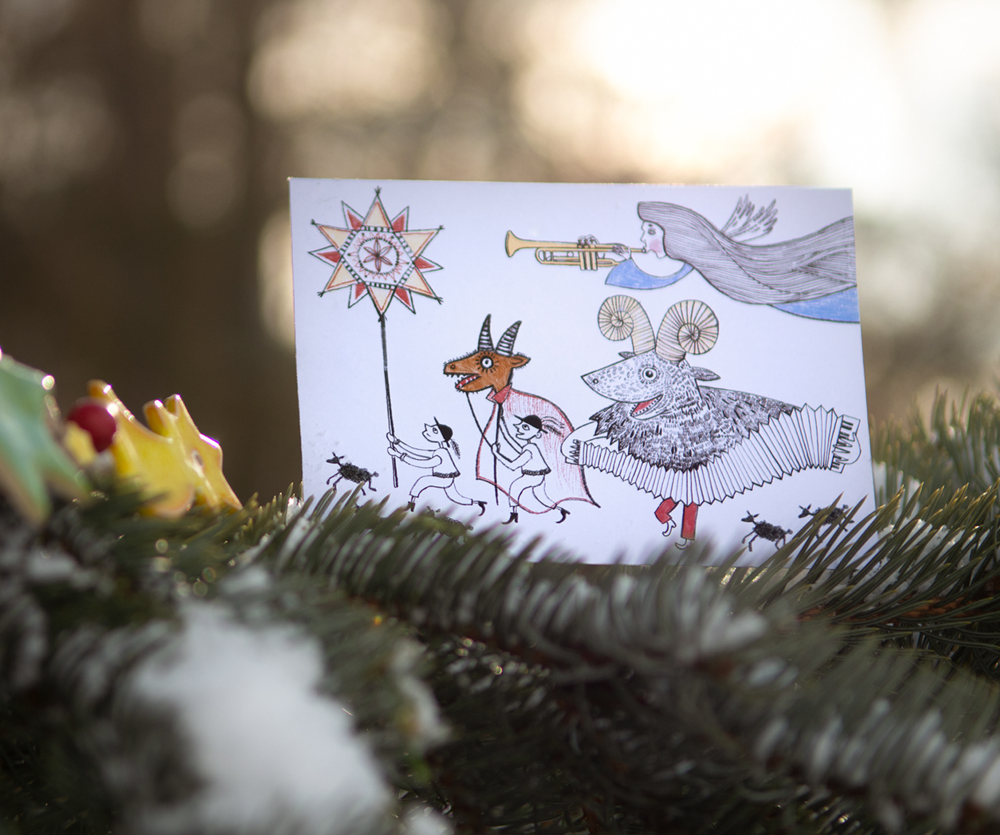 Christmas christmas card christmas cards Drawing  ILLUSTRATION  Magic   pagan wesołych świąt winter yule