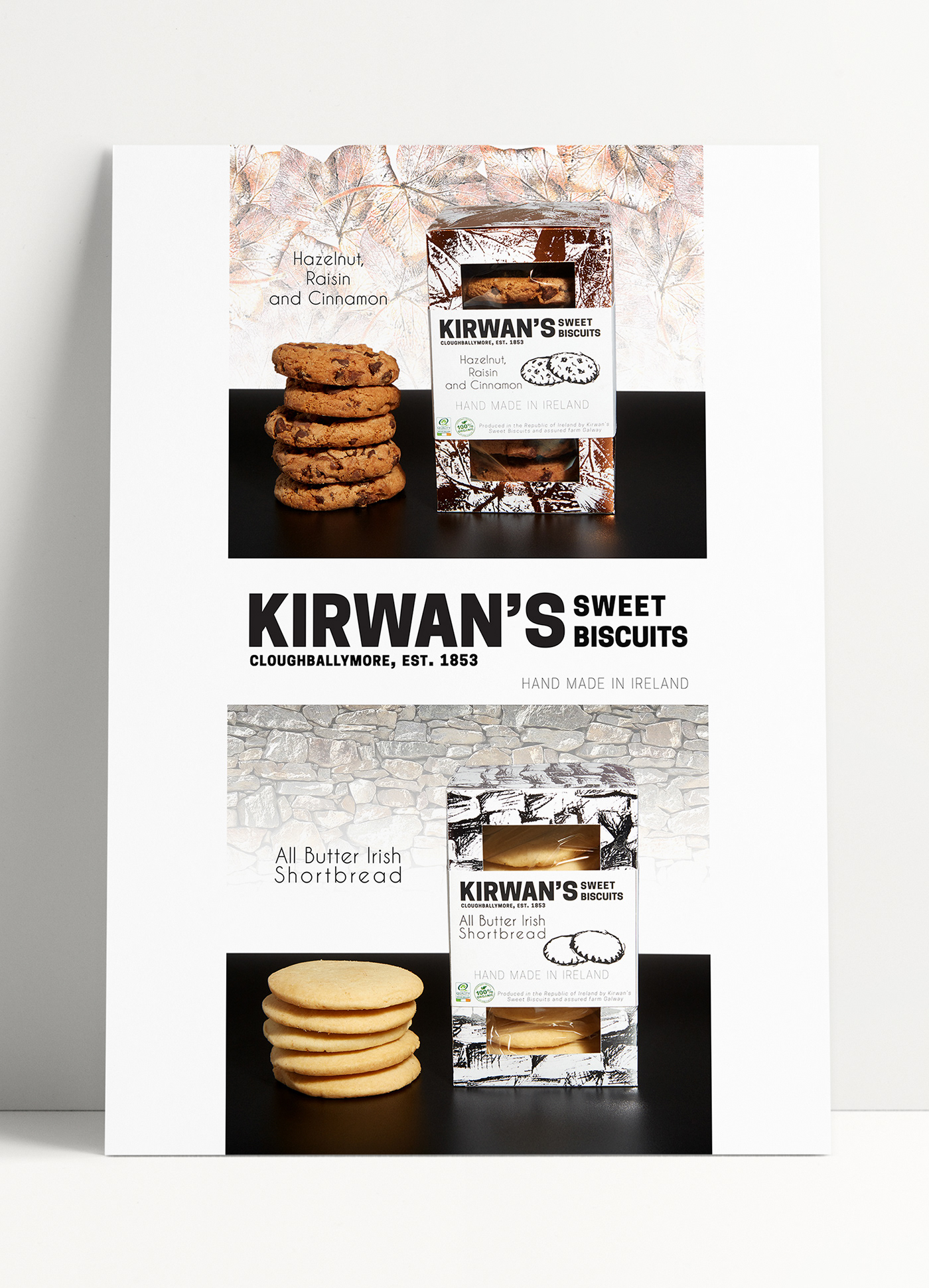 Packaging biscuits hotfoil foil Photography  branding  Galway boxes countryside Food Packaging