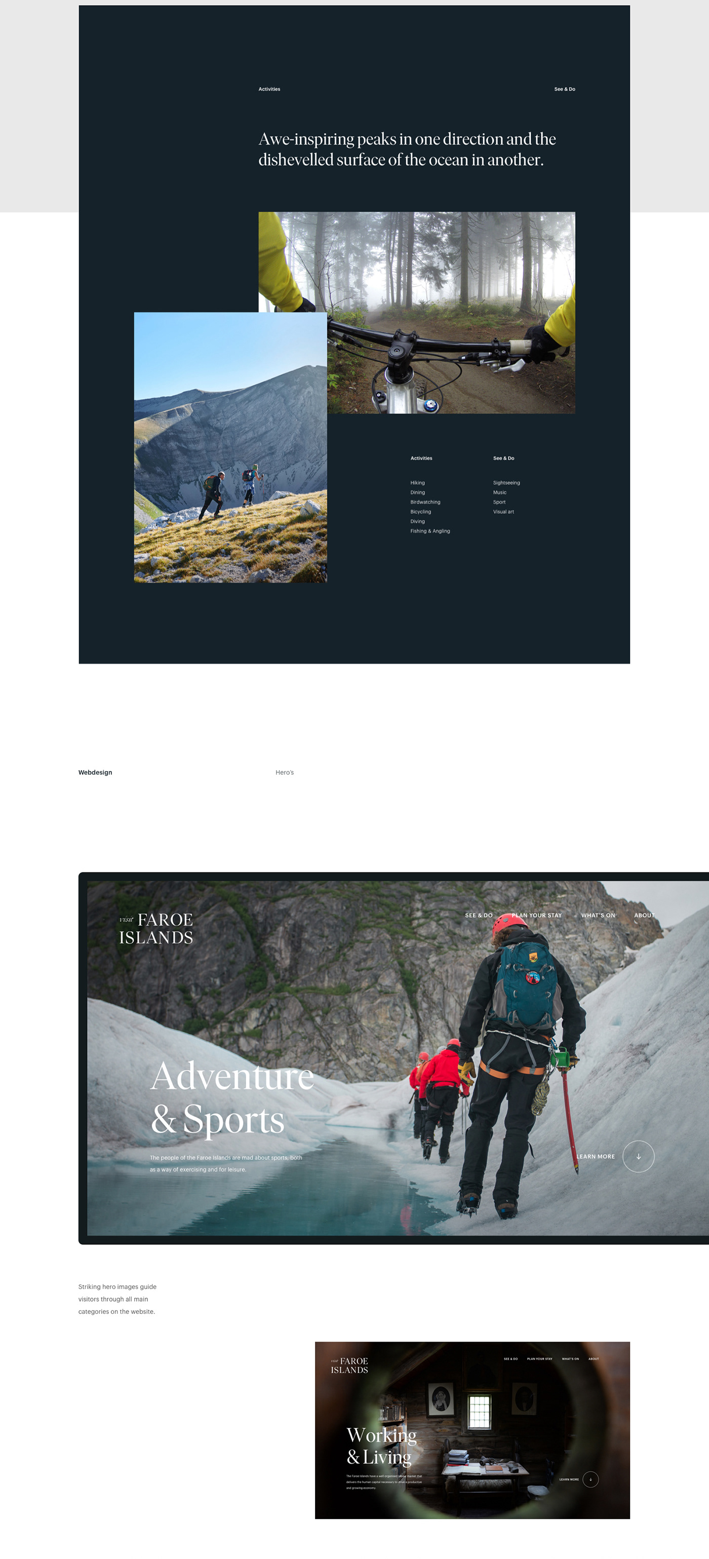 elegant website design for a travel outdoor sports agency