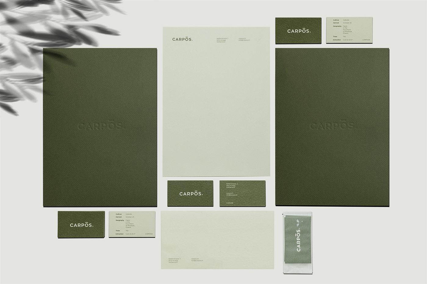 brand branding  stationary graphic design  Olive Oil carpos business card Switzerland Greece