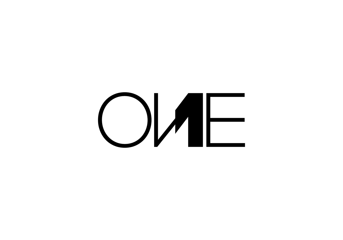ONE wordmark, logotype, clever integrating number 1 in the logo design mark