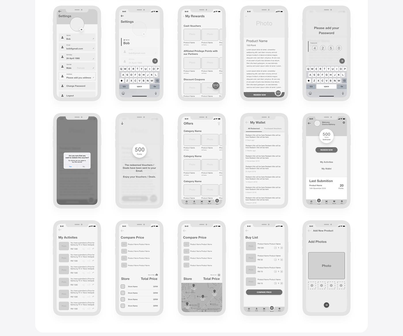 pricetag app app design prototype wireframe ios ui markets UI android Grocery