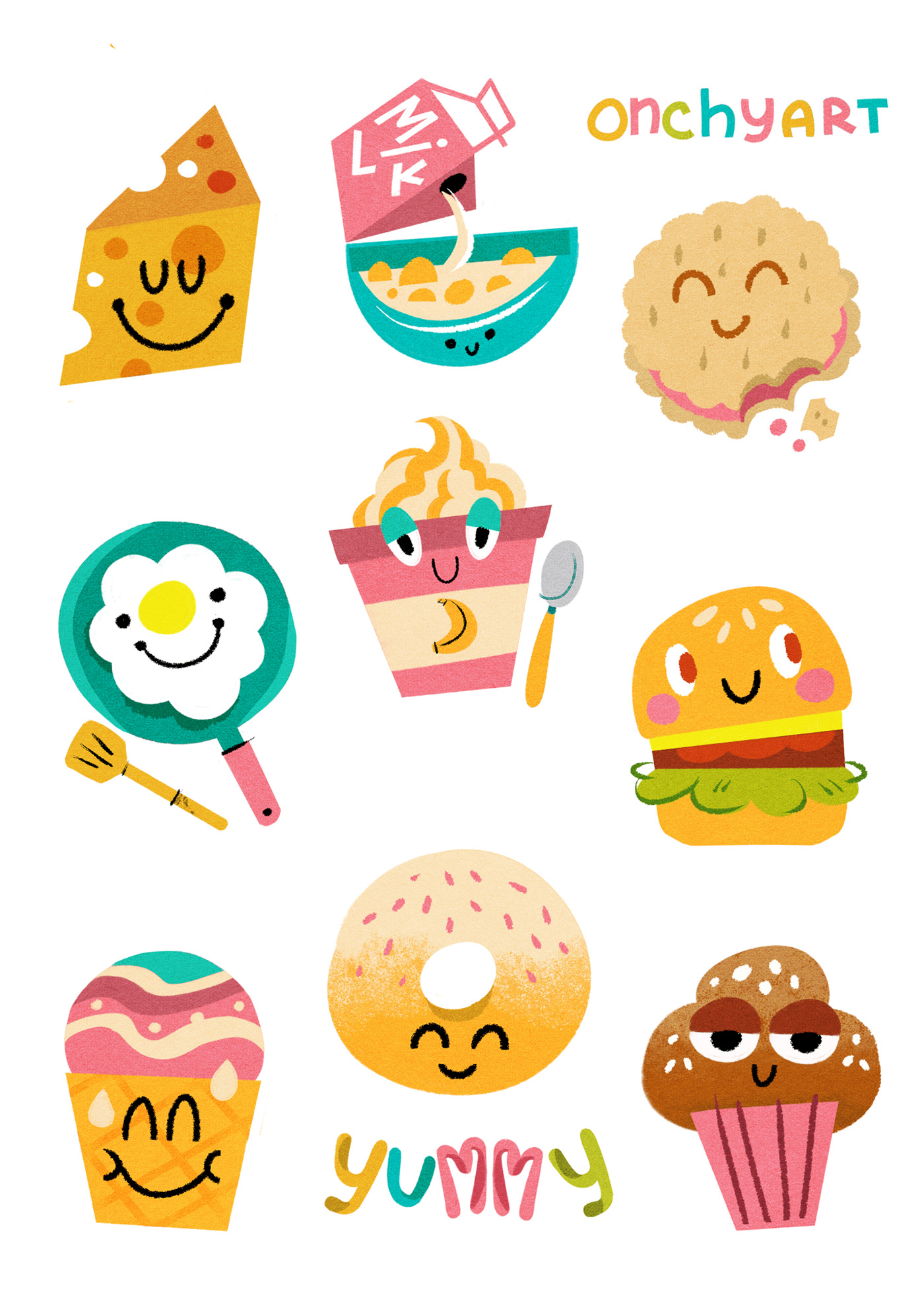 Character design  digital illustration Food  Halloween stickers