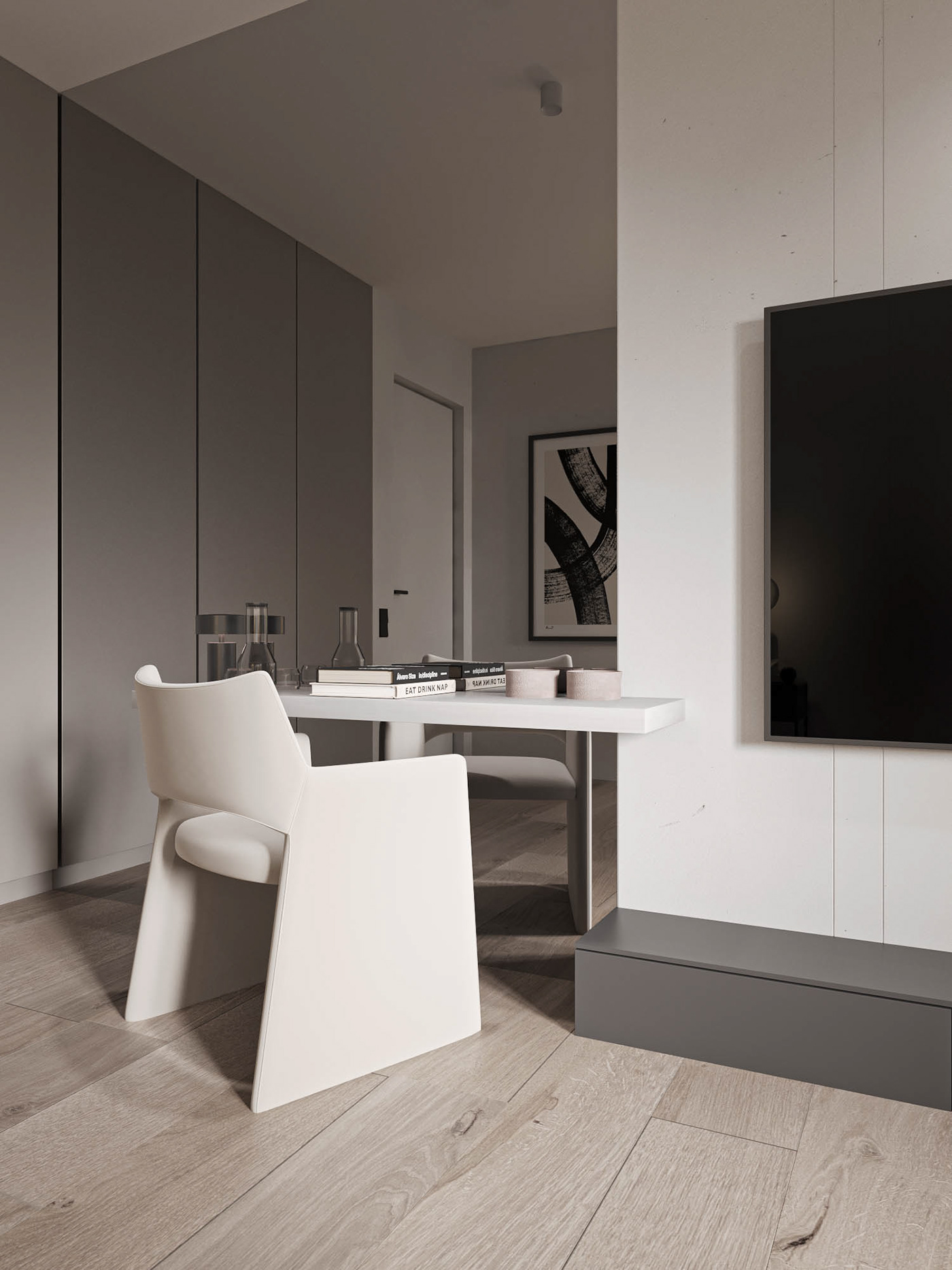 3ds max design flat design flatdesign Interior living room modern monochrome Render visualization