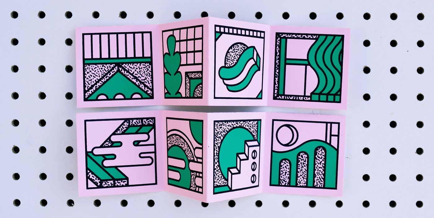 UQAM Screenprinting fanzine smallpress pink vector pattern abstract geometric