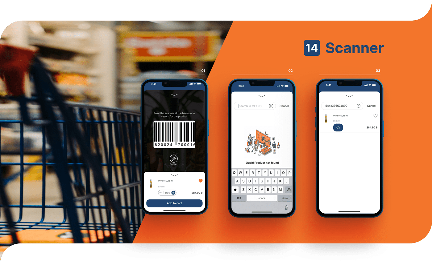 delivery delivery app Grocery app UI/UX Figma scan barcode scanner application