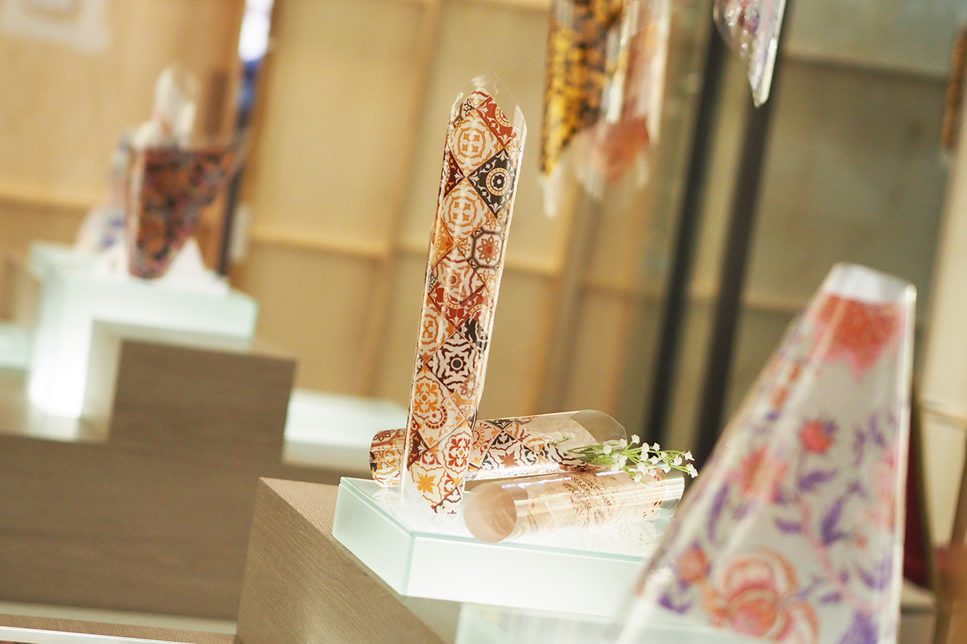 art decor malaysia batik Display shoppingmall design idea hanging handmade