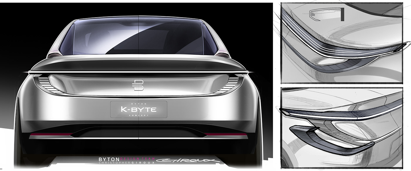 Byton k-byte concept concept-car car design sketch Transportation Design start-up graphic design 