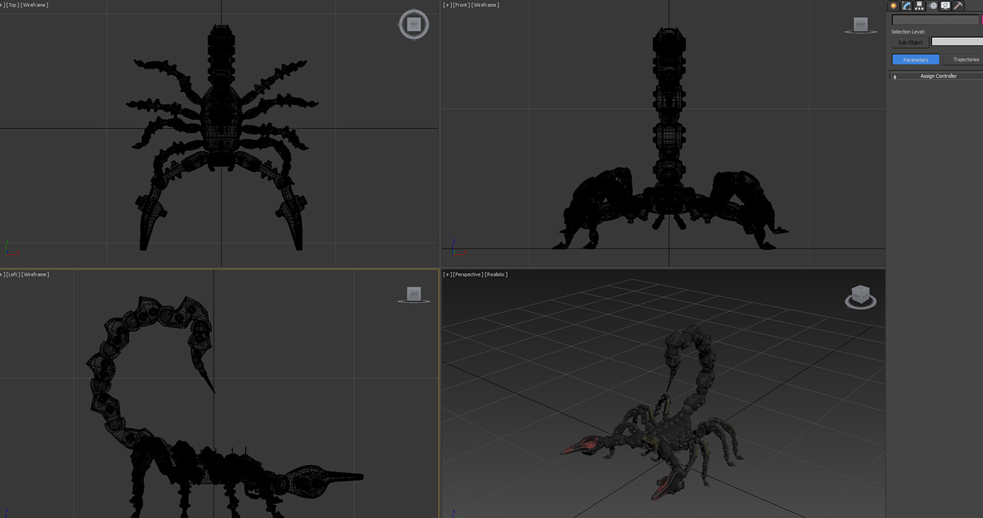 scorpion robot rig animation  Games Character Cyborg insect futuristic machine