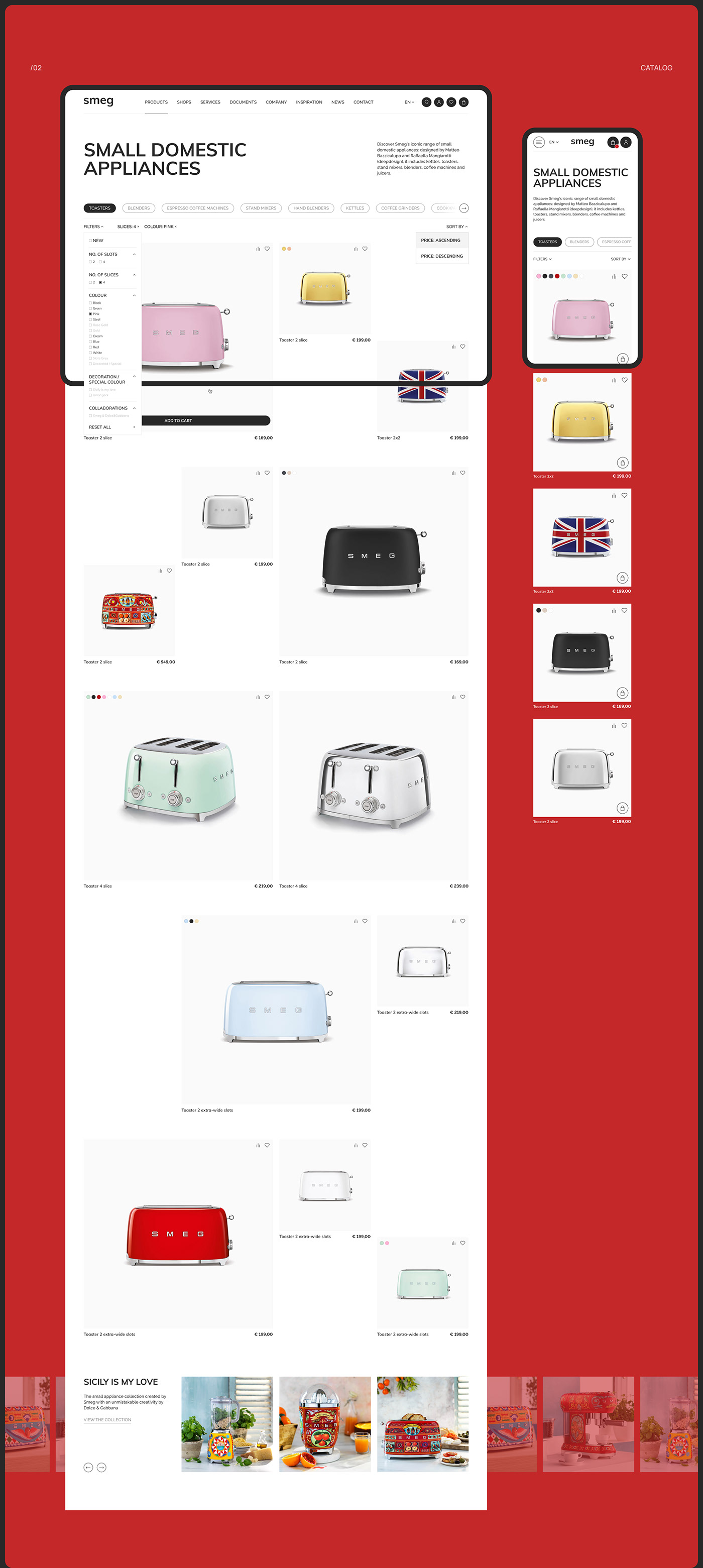 smeg Website kitchen appliances online store home UX UI DESign Ecommerce