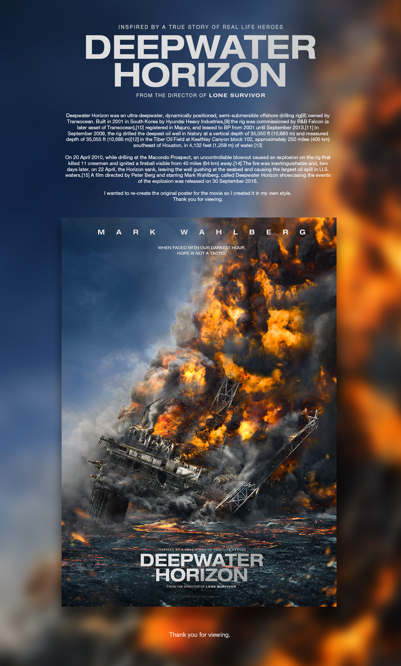 Deepwater Horizon Mark Wahlberg movie poster Poster Image film compositing composite image