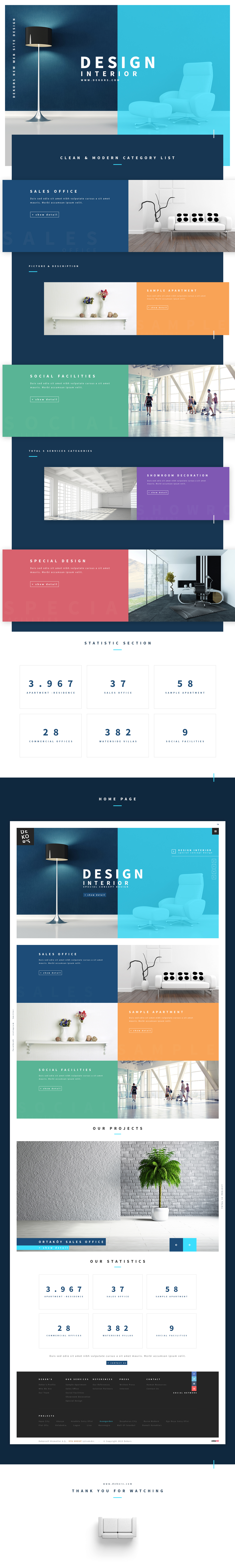 UI ux fresh modern Interior indoor Web homepage design decor dekors UserInterface Webdesign flat Layout