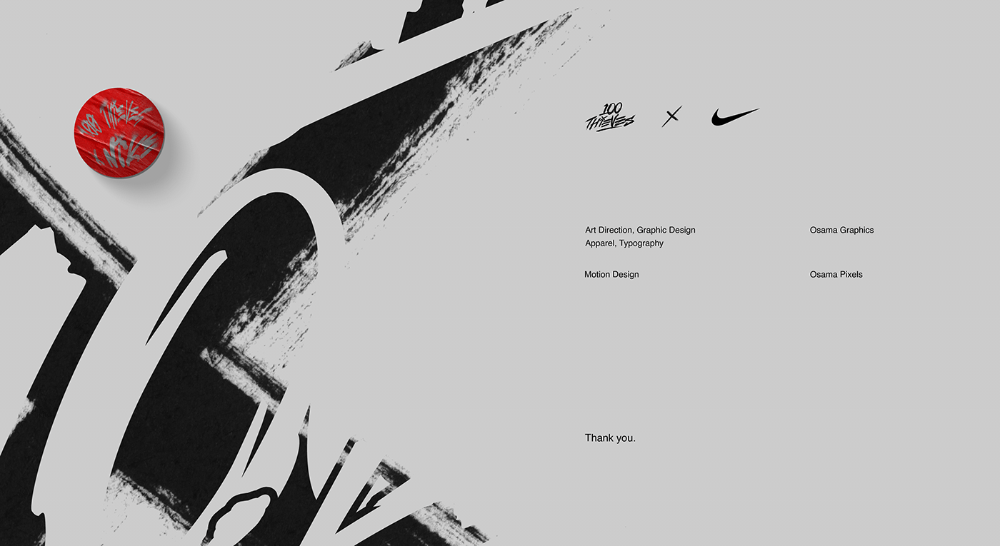100 Thieves apparel Nike typography   art direction  campaign visual identity motion design 100thieves