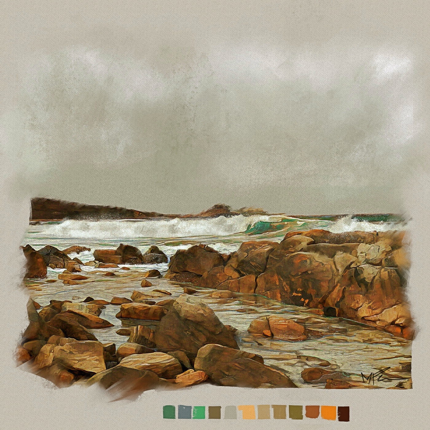Landscape seascape Australia fine art painting   perth Drawing  Digital Art  beach
